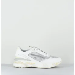 New PREMIATA Sneakers ultra light toile he & cuir argent- MOERUND 6809 BLANC