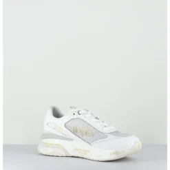 New PREMIATA Sneakers ultra light toile he & cuir argent- MOERUND 6809 BLANC