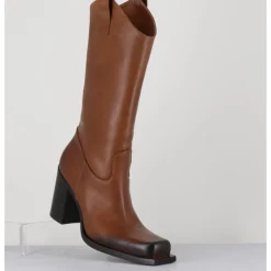 Online ELENA IACHI Texan boots bout carré en cuir - E3656 SUGHERO CAMEL