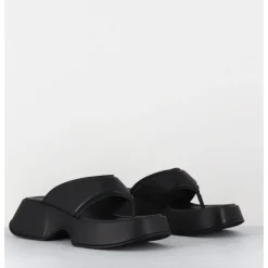 Discount VIC MATIE Tongs à plateforme en cuir - 1E1518D TRAVEL BLACK NOIR