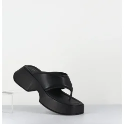 Discount VIC MATIE Tongs à plateforme en cuir - 1E1518D TRAVEL BLACK NOIR